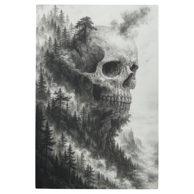 Impresión En Metal Forest Skull: Misty Mountain Macabre (Anverso)