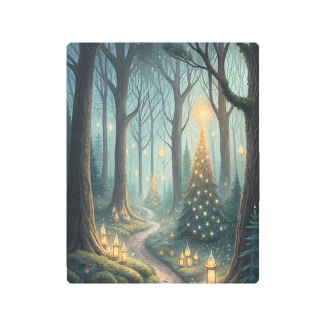 Impresión En Metal Forest Spirits of Christmas | Fantasy Winter Art (Anverso)
