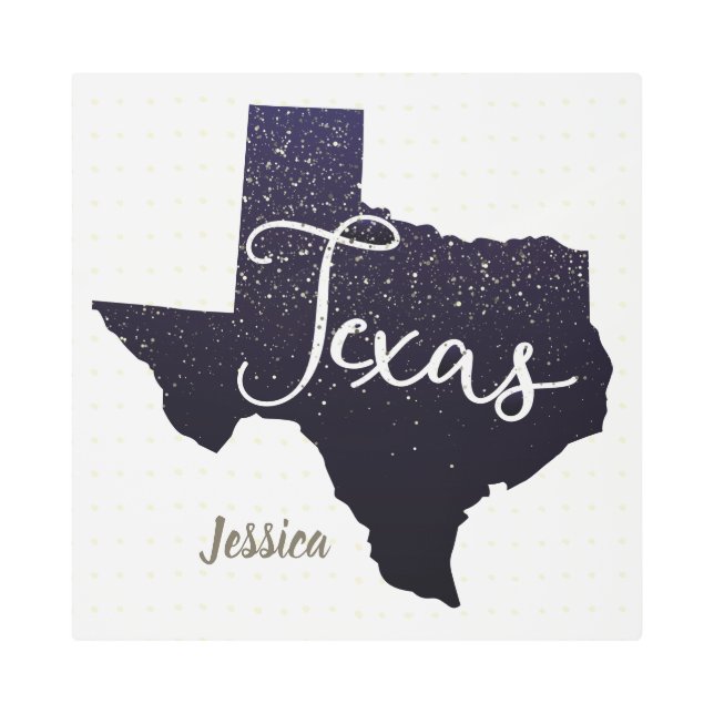 Impresión En Metal Forma de estado de las Estrellas Nocturnas de Texa (Anverso)