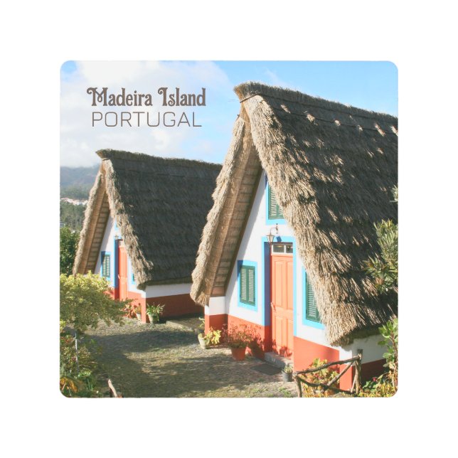 Impresión En Metal Foto de la isla de Madeira con casas típicas, Port (Anverso)