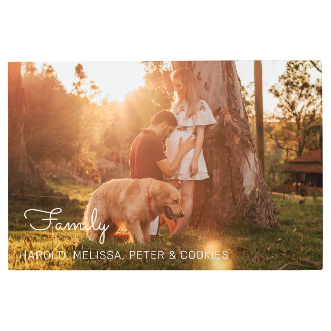 Impresión En Metal Foto familiar de embarazo personalizada (Anverso)