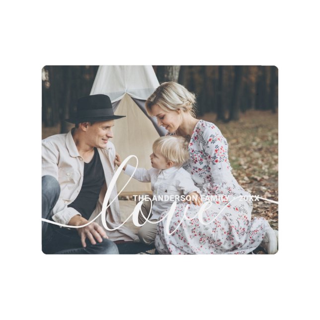 Impresión En Metal Foto familiar de Personalizado 'Amor' con nombre p (Anverso)