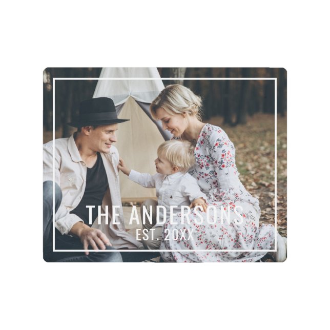 Impresión En Metal Foto personalizada con apellido y año de fundación (Anverso)