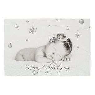 Impresión En Metal Foto y caligrafía de Navidades personalizados
