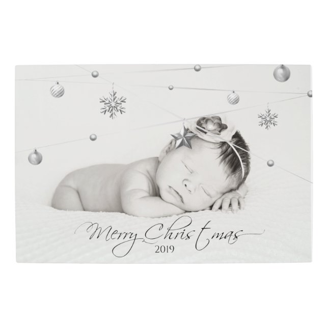 Impresión En Metal Foto y caligrafía de Navidades personalizados (Anverso)