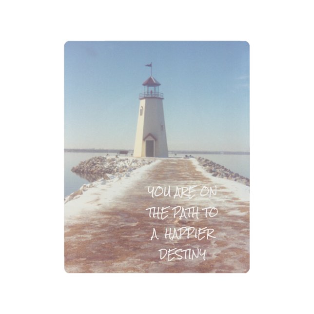 Impresión En Metal Fotografía de faro inpiracional de destino feliz (Anverso)