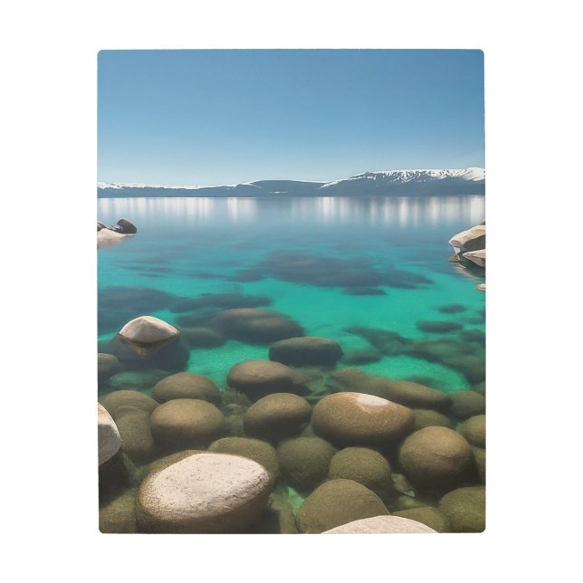 Impresión En Metal Fotografía del lago Tahoe transparente (Anverso)
