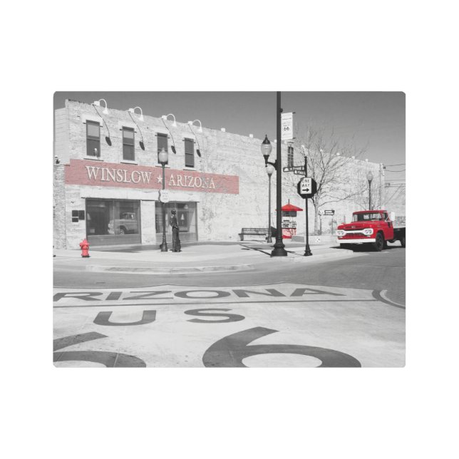 Impresión En Metal Fotografía roja del chapoteo de Winslow Arizona (Anverso)