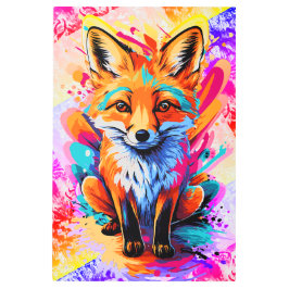 Impresión En Metal Fox Cute - Pintura de Fox colorida