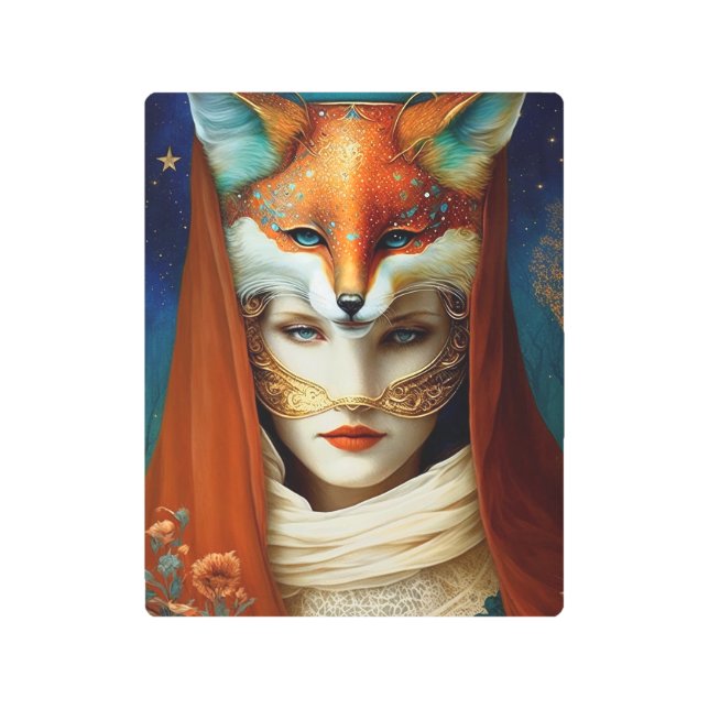 Impresión En Metal Fox Woman Surreal Fantasy Art (Anverso)