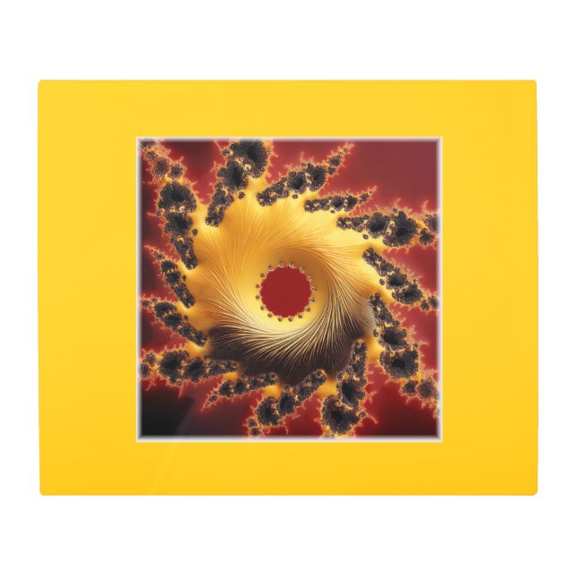 Impresión En Metal Fractal De Oro Y Negro Hecho De Yarn (Anverso)