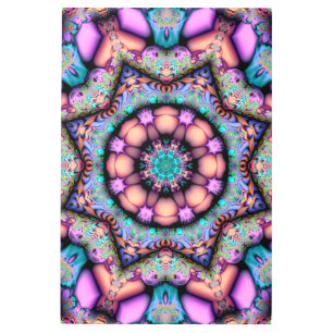Impresión En Metal Fractal Mandala Floral Psicodelia