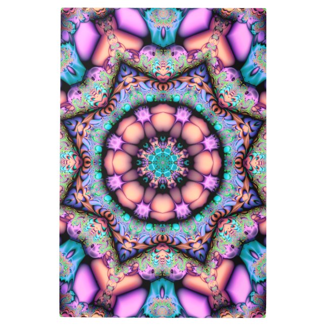 Impresión En Metal Fractal Mandala Floral Psicodelia (Anverso)