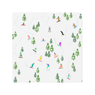 Impresión En Metal Freeride Snowboarder Ilustracion Snowboarding