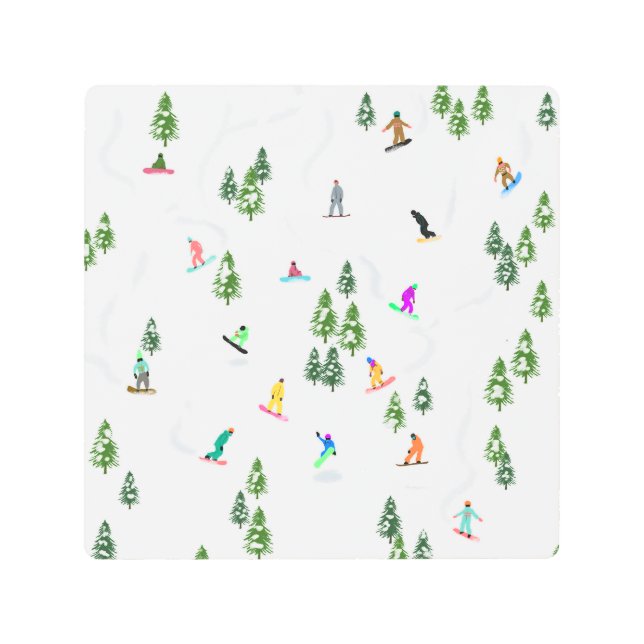 Impresión En Metal Freeride Snowboarder Ilustracion Snowboarding (Anverso)