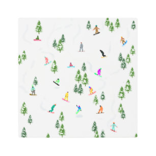 Impresión En Metal Freeride Snowboarder Ilustracion Snowboarding