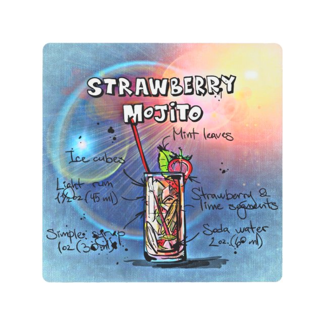 Impresión En Metal Fresa Mojito (#11 de 12 conjuntos de recetas para  (Anverso)