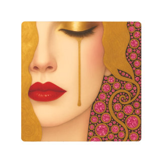 Impresión En Metal Freya's heartache golden tears in pink motif