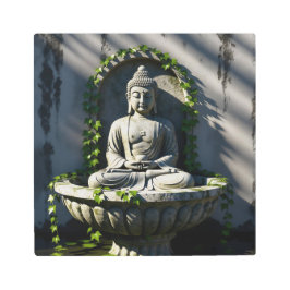 Impresión En Metal Fuente de Buda Serene Tranquil