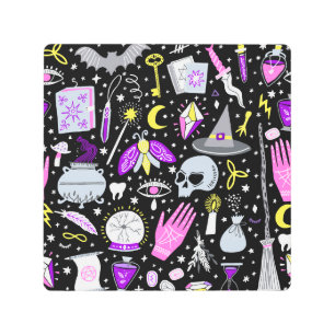 Impresión En Metal Funda tartán castaño-naranja vintage.