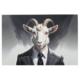 Impresión En Metal Funny animal boss surreal suited goat character