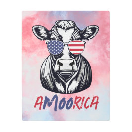 Impresión En Metal Funny Cow A-MOO-rica Patriotic