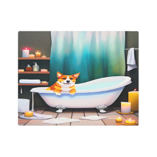 Impresión En Metal Funny Dog Bath Time II Baño Metalizado Wall Art
