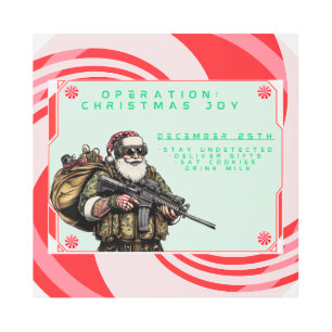 Impresión En Metal Funny Military/Navidades Santa