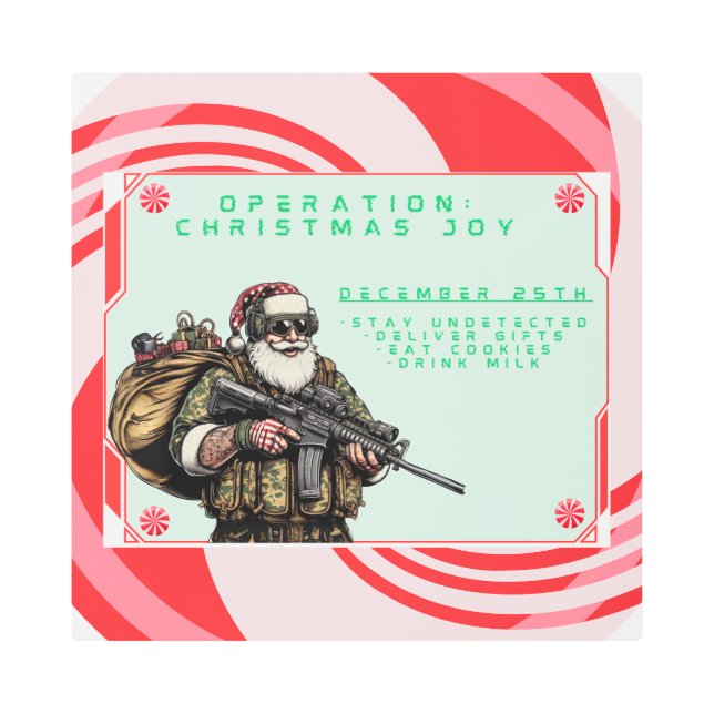 Impresión En Metal Funny Military/Navidades Santa (Anverso)