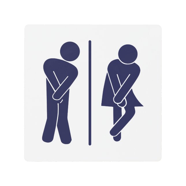 Impresión En Metal Funny Rótulo de baño Unisex (Anverso)