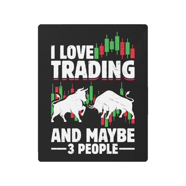 Impresión En Metal Funny Trading Quote Bull & Candlestick Daytrading  (Anverso)