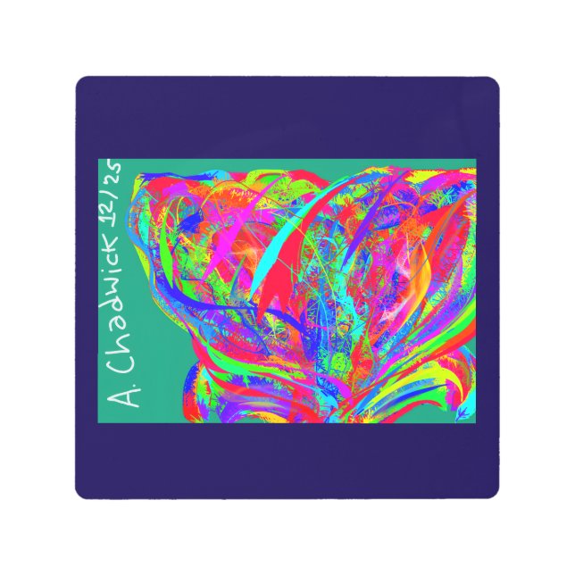 Impresión En Metal Furry Rainbow Colored Flower (Anverso)