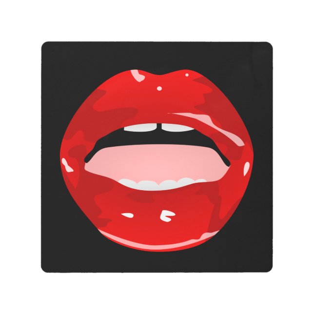 IMPRESIÓN EN METAL GAP TOOTH RED LIPSTICK METALIZADO WALL ART (Anverso)