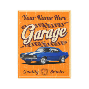 Impresión En Metal Garaje personalizado de 69 Camaro