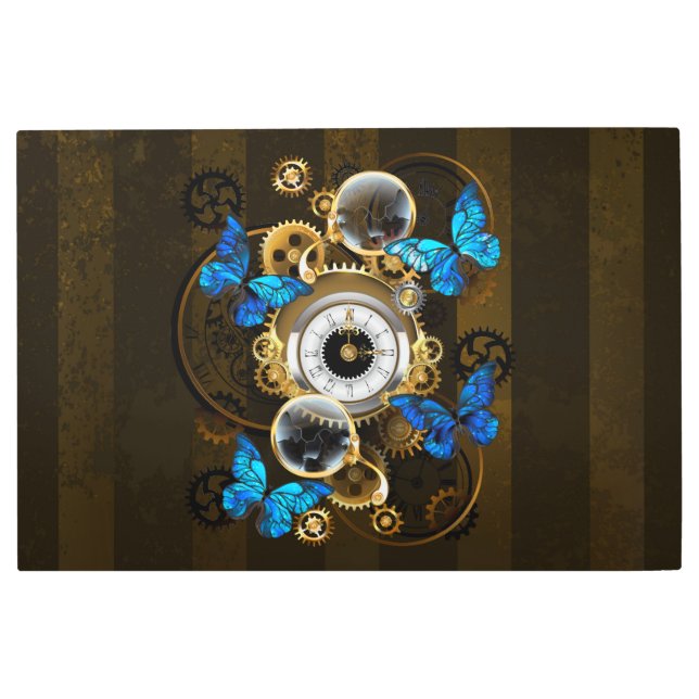 Impresión En Metal Gases de vapor y mariposas azules (Anverso)