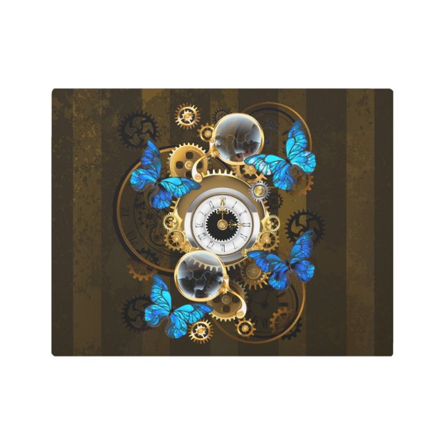 Impresión En Metal Gases de vapor y mariposas azules (Anverso)