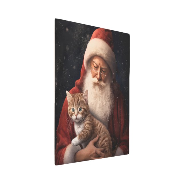 Impresión En Metal Gato abisino con Navidades festivos de Santa Claus (3/4)
