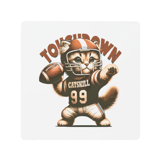 Impresión En Metal Gato americano de fútbol - Purrfección por revuelo (Anverso)