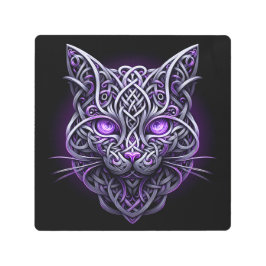 Impresión En Metal Gato Celta Hipnótico