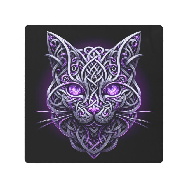 Impresión En Metal Gato Celta Hipnótico (Anverso)