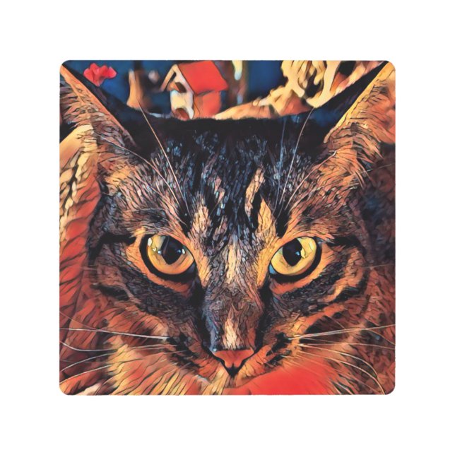 Impresión En Metal Gato cómico del super héroe (Anverso)