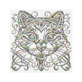 Impresión En Metal Gato con joyas de abulón metálico