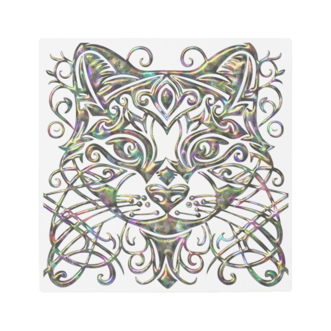 Impresión En Metal Gato con joyas de abulón metálico (Anverso)