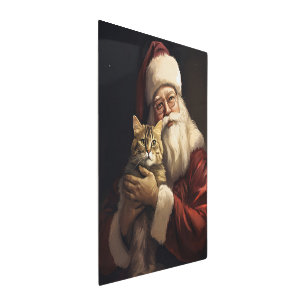 Impresión En Metal Gato de Bengala con Navidades festivos de Santa Cl