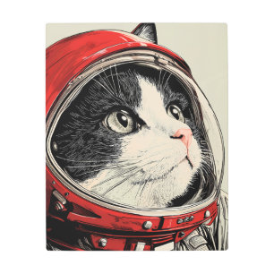 Impresión En Metal Gato de la Voyager cósmica: Línea de Astronautas R