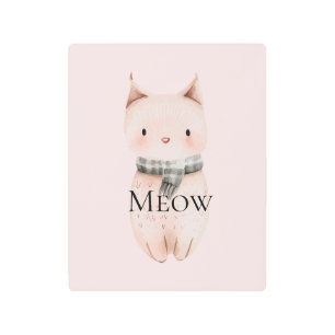 Impresión En Metal Gato de Navidades Rubor Pink Meow