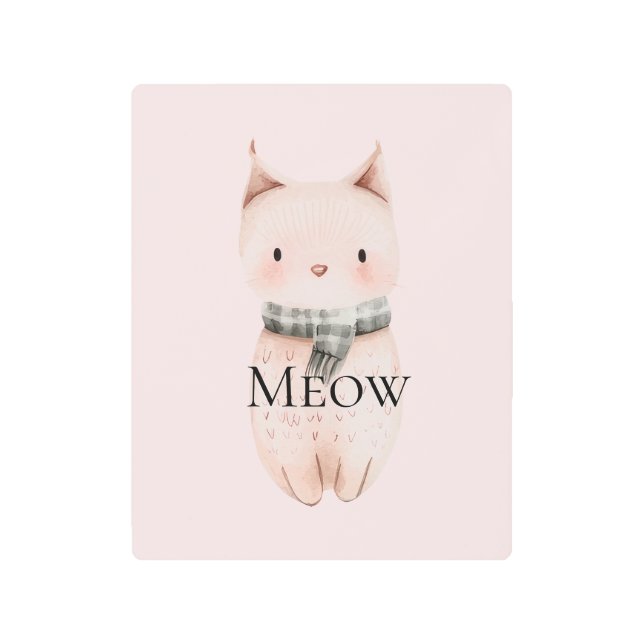 Impresión En Metal Gato de Navidades Rubor Pink Meow (Anverso)