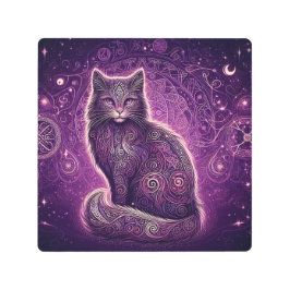 Impresión En Metal Gato Fluffy Celtic Purple