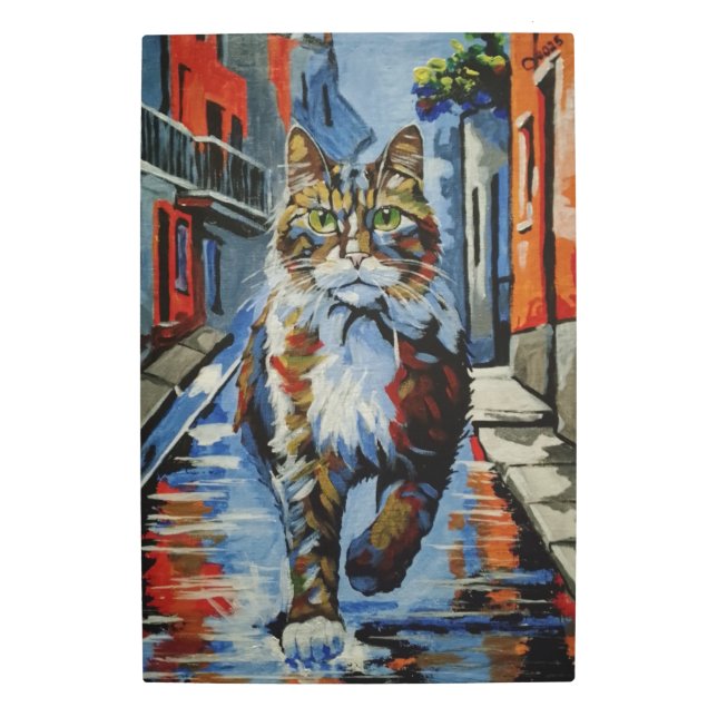Impresión En Metal gato, kotofey, calle, ciudad, animal (Anverso)