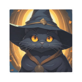Impresión En Metal Gato negro en un Gorra brujo